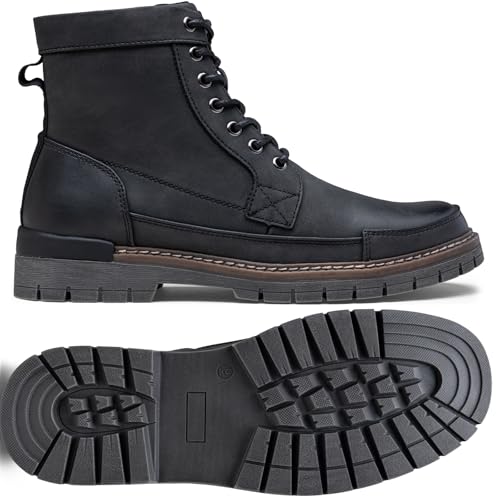 Image of Jousen Men's Motorcycle Combat Dress Boots with Zipper
