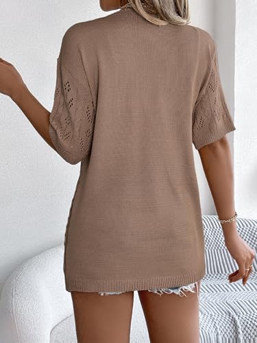 Image of Spicy Sandia Women's Loose Fit Short Sleeve Crochet Cardigan Sweaters for Summer