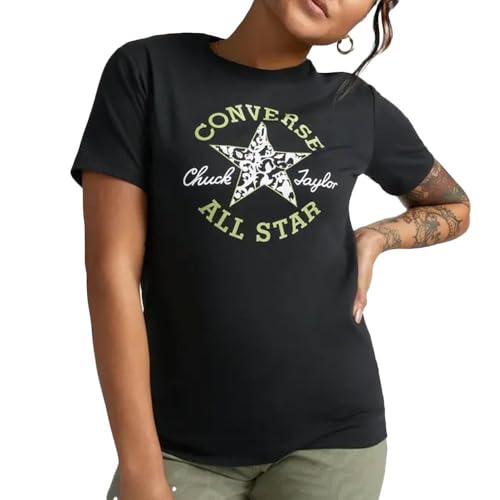 Image of Converse Chuck Taylor Floral Womens Black T-Shirt, Black, S