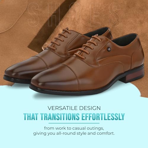 Image of San Frissco Mens Formal Shoes Lace Up Leatherette Oxfords /Soft Cushioned Footbed with TPR Sole /Comfortable, Stylish, Trending, Party, Outdoor Shoes for Office & College