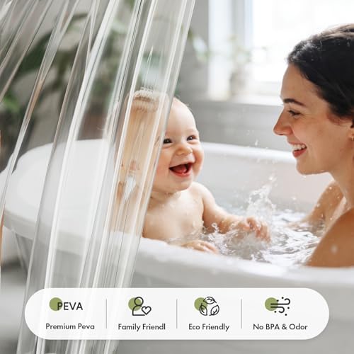 Image of Bathway Shower Curtain Liner, Clear Shower Curtain Liner 72x72 PEVA Waterproof Shower Curtain Liner Plastic with 3 Magnets and 12 Rustproof Metal Grommets, Lightweight Shower Liner for Bathroom