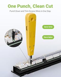 LEENUE Strumento di punzonatura Ethernet, punchdown Krone, per presa RJ45, Cat5/Cat6/Ca6A, cavo telefonico di rete RJ11, strumenti professionali per l'inserimento di terminali con gancio spelafili e