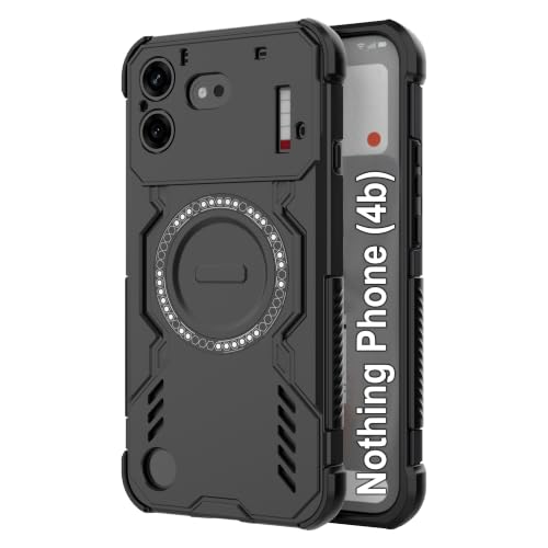 Image of Zapcase Back Case Cover for Nothing Phone (4b) | Magnetic Case with Built-in Metal Ring | Supports MagSafe Charger, Wallet & Car Mount | Shockproof Hybrid PC + TPU | Black