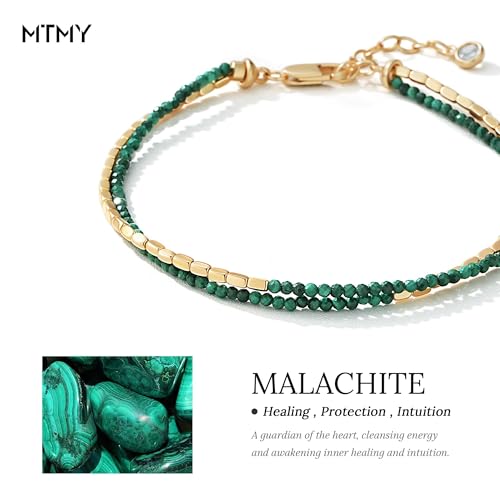 MTMY Gemstone Beaded Bracelets for Women,14K Gold Plated Layered Mixed Natural Stone Beads Chain Bracelets Handmade Jewelry4