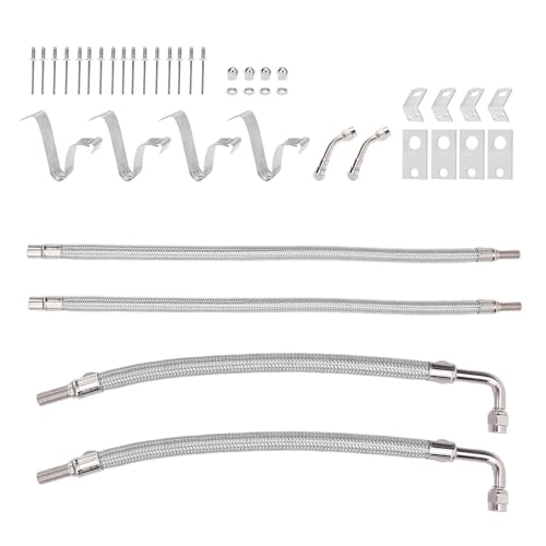 AMAKO Dually Valve Stem Extender Kit 16 19.5 Stainless Steel Braided, Leak Proof for Trucks RVs Trailers 4 Pack w Accessories