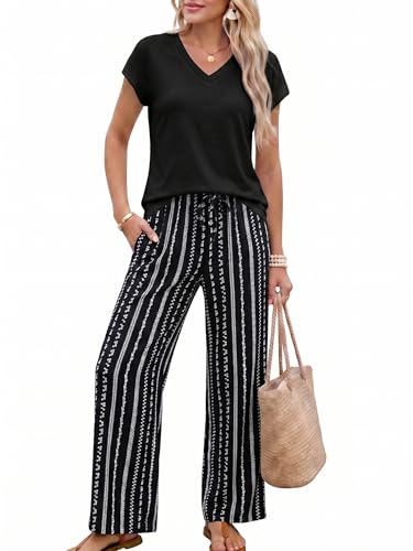 Casly Lamiit Pants Sets Women 2 Piece Outfits Summer Sets 2026 Leopard Print Airport Travel Clothes Short Sleeve Matching Sets Women Clothing L - view 2