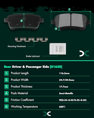 Image of SCITOO D1629 D1630 Front Ceramic & Rear Semi-Metal Brake Pads Sets w /Hardware Fit For Benz For GL350 For GL450 For GLE300d For GLE350 For GLE400 For GLS350d For GLS450 For ML250 For ML350 For ML400