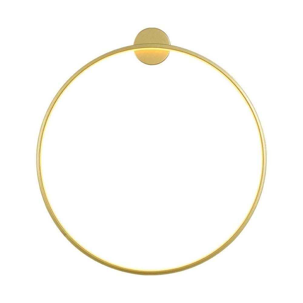 Feitengda Gold Modern Circle Aluminum Ring Wall Sconce Nordic Or Black Metal Round Wall Lamp Interior Minimalist Decor Wall Light Fixture For Bedroom Restaurant Living Room(,30Cm/11.381In)