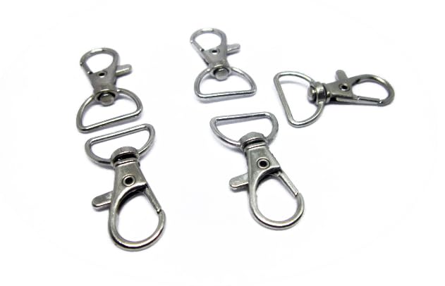 Metal Bird Cage Lock Trigger Type Open - Swivel Snap Hook Clips, Silver Colored Pack of 5-image-0