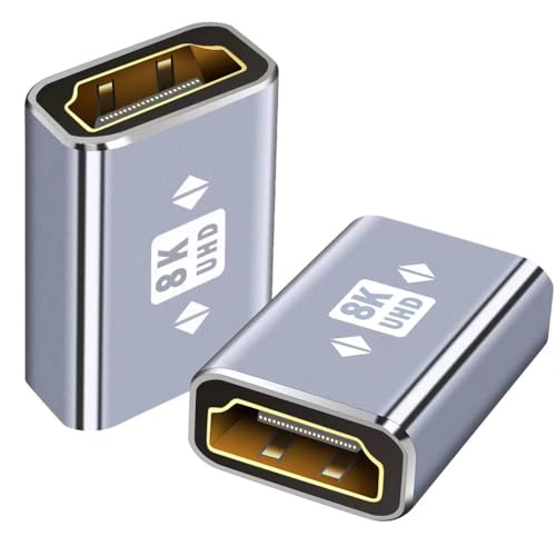 Yeung Qee 8K HDMI Coupler,2.1 Female to Female Adapter HDMI Extender Support 8K/4K@60Hz for HDTV, PC,Laptop, Monitor, Projector (2 Pack)