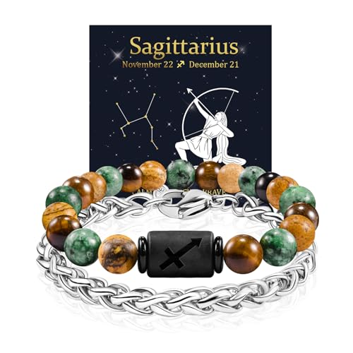 FANCIBAND Zodiac Bracelet Set with Tiger Eye Beads
