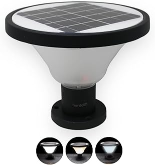 Hardoll 15W Solar Pillar Lights for Outdoor Home Garden Waterproof Wall Gate Post Lamp(Round Shape-Pack of 1)(Aluminium)