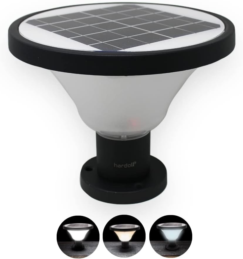 Hardoll 15W Solar Pillar Lights for Outdoor Home Garden Waterproof Wall Gate Post Lamp(Round Shape-Pack of 1)(Aluminium)