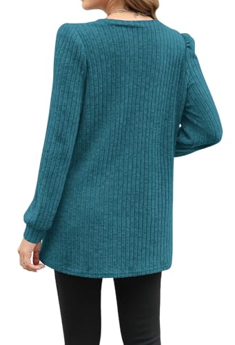 Image of OFEEFAN Long Sleeve Shirts for Women Long Sweaters with Pockets Tunic Tops Loose Fit