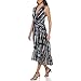 DKNY Women's V-Neck Twist Front Sleeveless Dress, Black/Elegant Beige Multi, 12