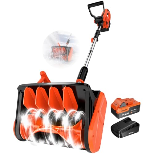 VOLTASK Cordless Snow Shovel Brushless, 24V 13 Inch Cordless Snow Blower, Electric Snow Shovel with Directional Plate & Adjustable Front Handle (4-Ah Battery & Quick Charger Included)