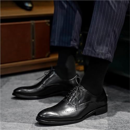 Mens Dress Shoes Work All-Day Comfort Casual Walking Shoes Lace-up Pointed Toe Classic Formal Business Shoes(Black,7.5)3