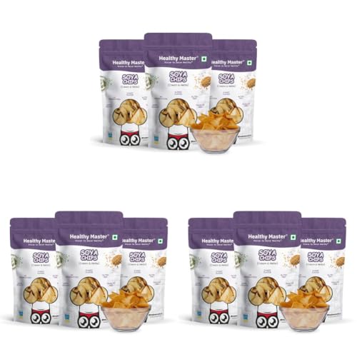 Image of Healthy Master Soya Chips Combo 300g (100g Each) Pack of 9 | Light & Crispy Healthy Chips | Gluten Free & Vegan I No Palm Oil, No Artificial Preservatives & Natural Ingredients I Healthy Snacks for Adults & Kids