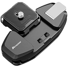 AMAZEAR Camera Backpack Clip for DJI Osmo Pocket 4/DSLR/Action Cameras, One-Handed Bag Strap Belt Clip with Quick Release Plate Mount for Canon Nikon Sony Fuji Go-Pro Cam with Safety Latch, Black