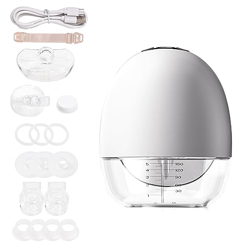 ALXFFBN ポータブル ウェアラブル さく乳器 ハンズフリー 電動さく乳器 LEDスクリーン付き 母乳育児用 4つのモード 9つの吸引レベル 低騒音 内蔵バッテリー 150ml ミルクコレクター付き 家庭旅行用