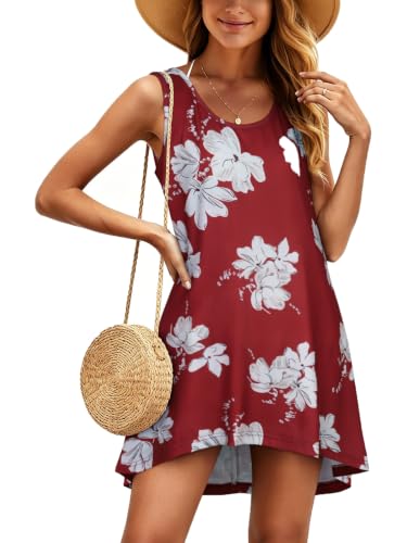 Image of Swimsuit Coverup for Women Bikini Sleeveless Beach Bathing Suit Cover Up | CHICGAL Summer Loose Tank Dress Bikini Beachwear Swimming cover, Vacation Hawaiian Cruise Pool Outfit T shirt Fashion Clothes