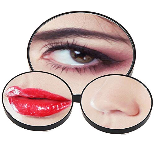 Espejo de maquillaje redondo con aumento 10X portátil miniatura 4