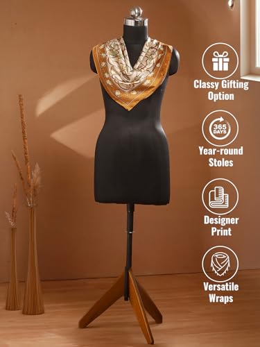 Image of Printed Poly Silken feel Scarf Stole for Women | Stylish, Soft, & Lightweight | Satin Feel Neck Scarf, Hair Scarf, Head Scarf for Women