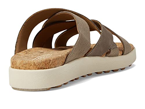 KEEN KEEN Women's Elle Mixed Slide Comfortable Casual Platform Sandals, Brindle/Birch, 8.5 Medium US