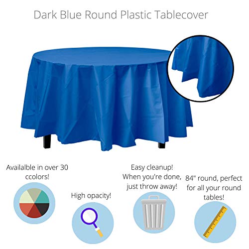 Exquisite 12-Pack Premium Plastic 84-Inch Round Tablecloth - Dark Blue #TOP1