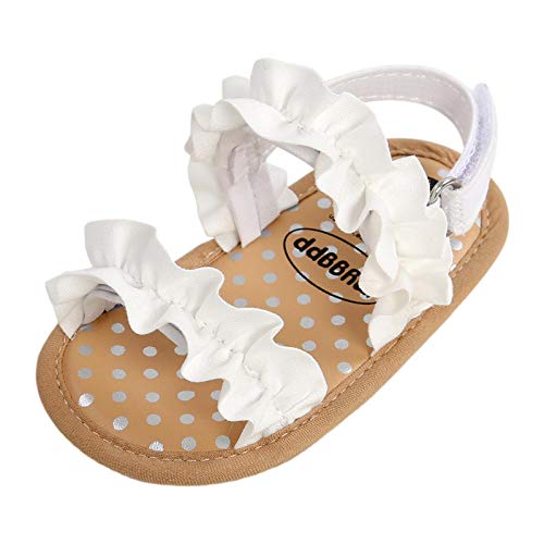 CoKate Baby Girls Sandals Ruffle Bowknot Premium Soft Sole Anti-Slip Open Toe Breathable Summer Outdoor First Walker Shoes Baby Sandals 0-3 months girls