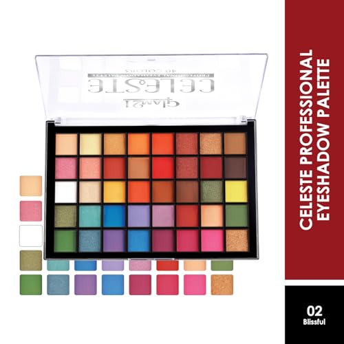 Image of Glam21 Celeste Professional Eyeshadow Palette | All-in-One Eyeshadow Palette & Highly Pigmented | 40 Selected Shades | Matte & Shimmer Shades - 50gm | Blissful-02