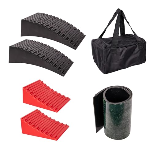 Image of Samuel ALEXANDER 32cm x 6cm Set of 2 Red & Black Plastic Heavy Duty RV Campervan Leveller with Carry Case