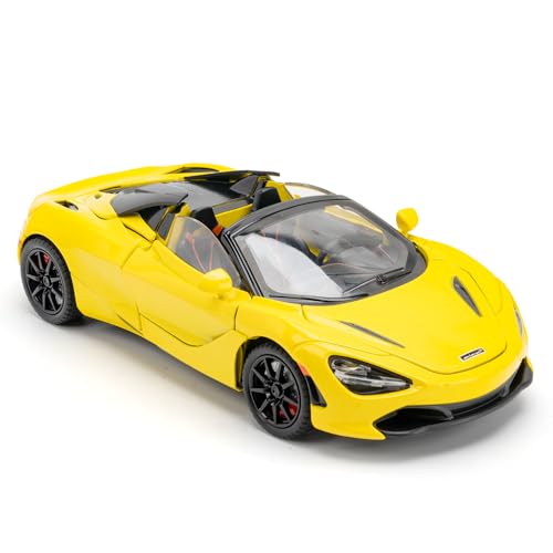 McLaren 720s Toy Cars Roadster Model 1/24 Yellow Alloy Collectibles Die-cast Vehicles with Sound and Light