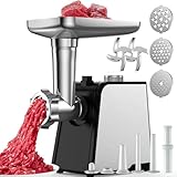 Oaomi 3200W Max Electric Meat Grinder & Sausage Stuffer - Mincer Machine with Tool 2 Blade And 3 Plates, 3 Tubes & Kubbe Kit Tool for Home Kitchen Use（Black）