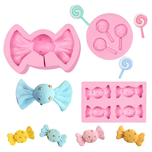 Lollipop Fondant Molds 3 Pcs, Candy Shape Cake Decorating Molds for Baking Cupcake Toppers, Chocolate, Sugar Crafting, Marzipan, Year Rounds, Cookies, Modeling Clay, Resin Crafts, Plaster