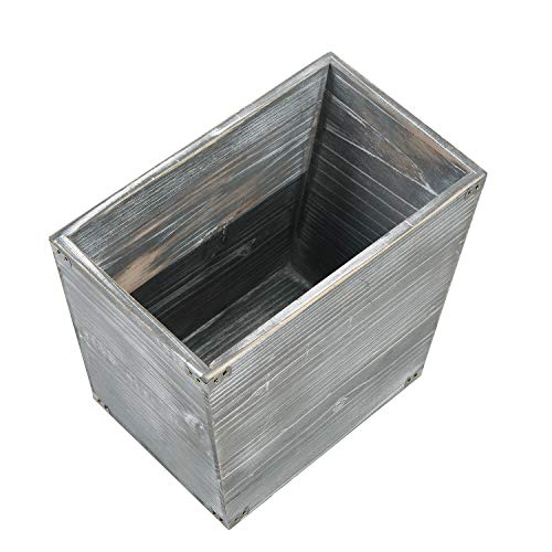 Vergoodr Grey Farmhouse Style Torched Wood Trash Can Waste Bin With Decorative Metal Brackets Trash Can For Bedroom,Living Room, Bathroom & Office (Gray) #TOP2