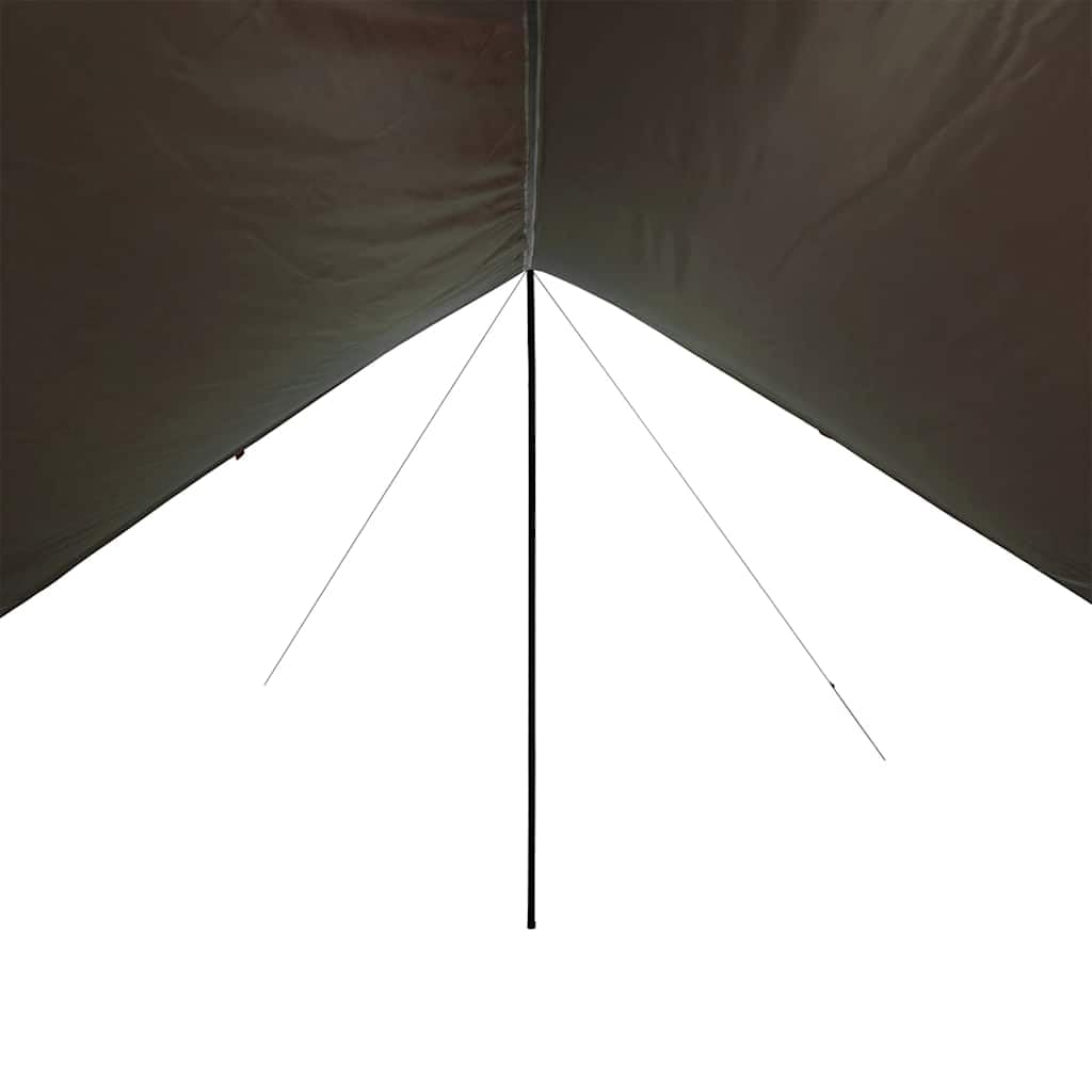 Tarp Olivgrün 438 x 376 x 212 cm Camping-Plane mit 2 Stangen, Tarp-Zelt aus 185T Polyester für Trekking Outdoor Aktivitäten mit Tragetasche