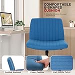 PayLessHere Criss Cross Chair,Armless Cross Legged Office Chair,Wide Comfty Desk Chair with No Wheels Modern Height Adjustable,Swivel Fabric Vanity Chair Computer Task Chair (Pack of 1, Dark Blue) - Image 5