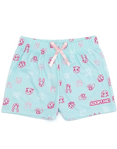 Adopt Me! Girls Pyjama Set | Multicoloured T-Shirt & Elasticated Shorts PJs For Kids | Too Cute Animal All Over Print Graphic Sleepwear | Nightwear Pyjama Merchandise Gift for Children
