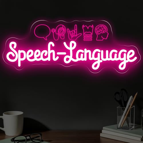 Image of Speech Language Pathologist Neon Sign, Speech Room LED Sign | Speech Therapist Room LED Light,Therapy Classroom Decoration 17.7 inchx6.9 inch