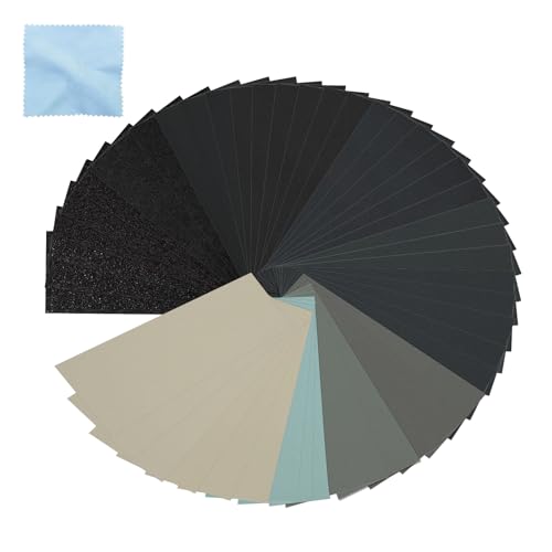 SenmaiTools Ultra Fine Sandpaper Assortment - 400-3000/5000/7000/10000/20000 grit Sandpaper Wet Dry Sand Paper 9 x 3.6 Inch for Wood Furniture Finishing Metal Sanding and Automotive Polishing 33Sheets