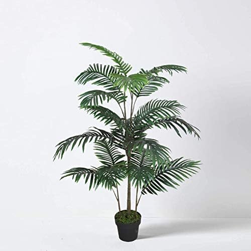 Tradala 3 Lush Artificial Tree Palm 90cm / 3ft Tall with Real Wood Trunk - For Home Living Room Indoors