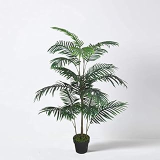 Tradala 3 Lush Artificial Tree Palm 90cm / 3ft Tall with Real Wood Trunk - For Home Living Room Indoors