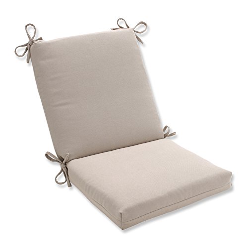 Pillow Perfect Outdoor/Indoor Solar Linen Square Corner Chair Cushion, 36.5" x 18", Off-White