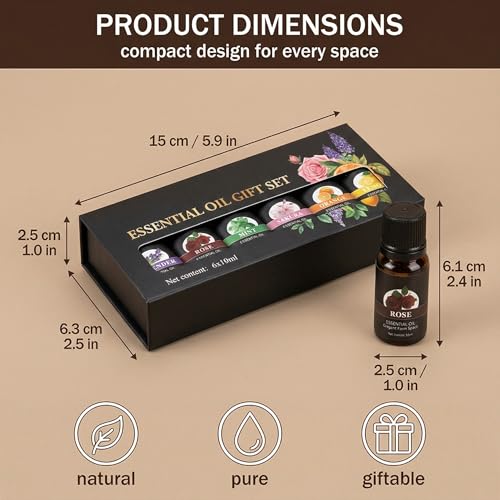 6 x 10ML Ätherische Öle Set für Diffuser Rein Naturrein Essential Oil Aroma Diffuser Öl für Diffuser Entspannung & Schlaf Duftkerzen Geschenke die sich für Muttertag Hochzeiten Feiertage eignen