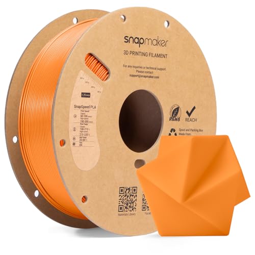 Image of Snapmaker PLA Basic Filament 1.75mm,Snapspeed 3D Printer Filament for Up to 300mm /s High Speed Printing,Dimensional Accuracy + /- 0.02 mm,Clog-Free for Most FDM Printers,1kg Spool (2.2lbs)(Orange-RFID)