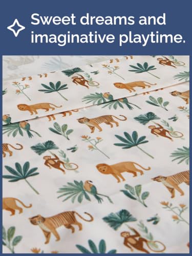 Image of Kids Twin Size Safari Bed Sheets - 3 Piece Kids Safari Sheet Set - Wild Animal Bedding - Ultra-Soft, Cute & Cozy - Breathable & Machine Washable - Adventure Bed Set for Boys, Girls, Teens & Toddlers