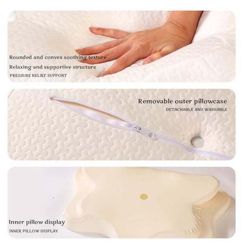 Image of Memory Foam Kids Pillow, Kids Pillows for Sleeping, Ergonomic Contour Pillow and Pillowcase 20x12in (White)
