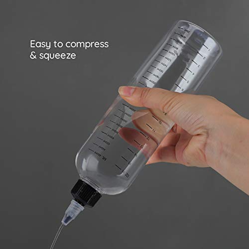 16.9Oz Hair Dye Bottles, Segbeauty Measured Twist-On Top Tip Cap Hair Color Squeeze Bottle With Ratio Graduated Scale, 2Pcs 500Ml Refillable Empty Hair Color Applicator Bottle Dyeing Tool Transparent #TOP4