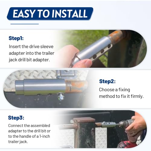 Image of Trailer Jack Drill Adapter for 1 /2-Inch Socket Head 1-Inch Jack Drive Shaft | Camper Jack Drill Adapter, Suitable for RVs and Dump Trailers, Upgraded Stainless Steel Heavy-Duty Drill Adapter